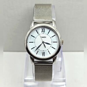 Womens Timex Uptown Chic Watch Silver Mesh New Battery T2N683 Classics Dress